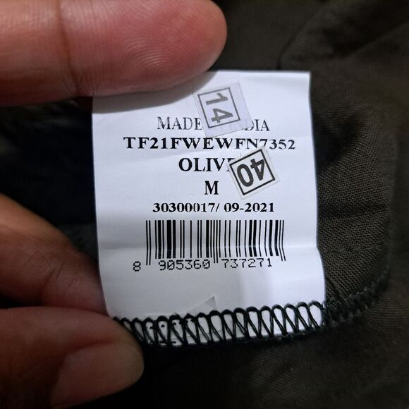 Fusion Printed Cultural Boho Tiered Paisley Midi Dress Olive/Pink Medium NWT - Picture 6 of 14